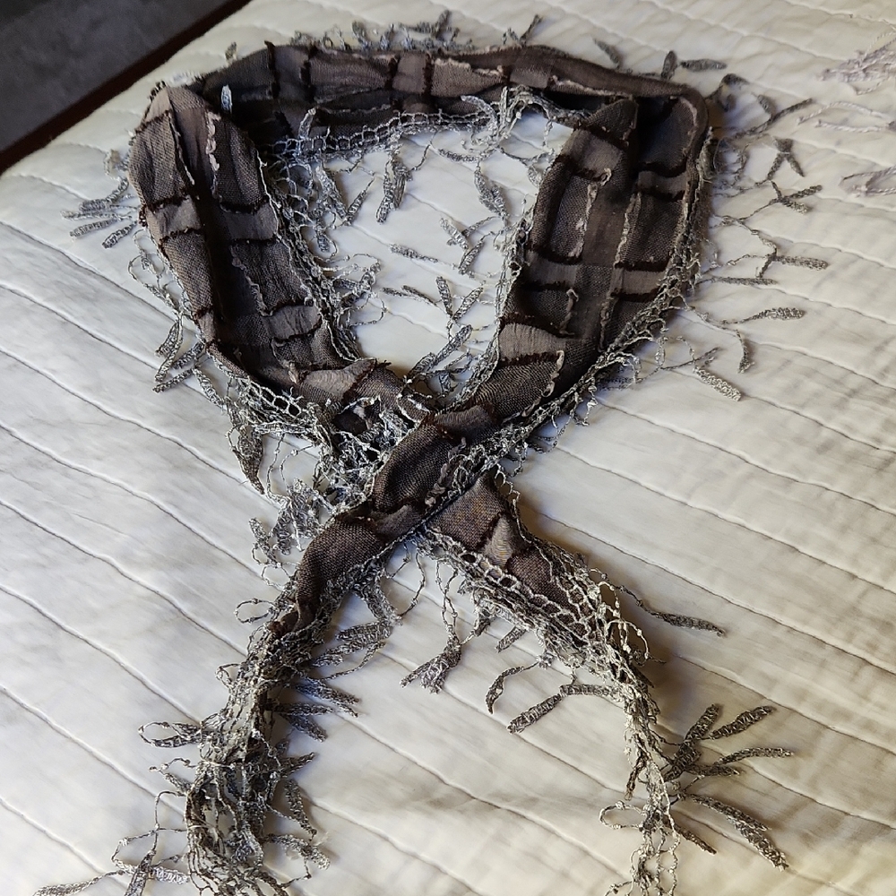 Elegant Brown Fringed Scarf